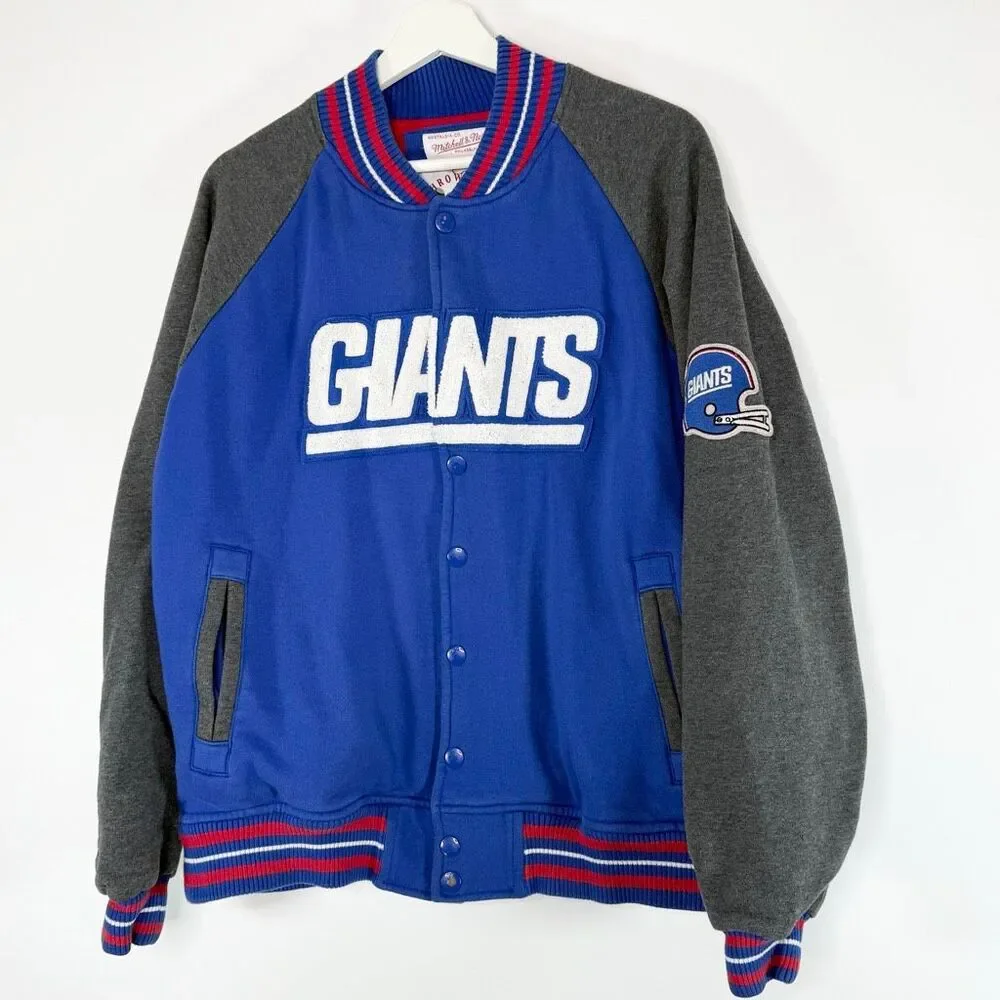 Mitchell & Ness Vintage Throwback Snap Down Fleece Lined Varsity Style Jacket -
